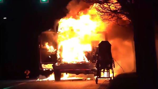 RAW:  Fire destroys ambulance in Federal Way