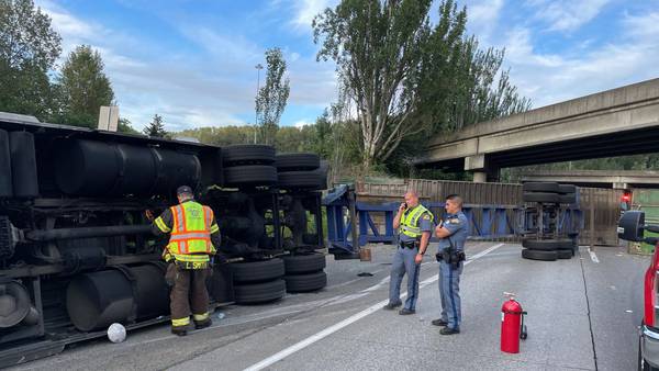 Overturned semi snarls traffic in Southcenter area for hours 