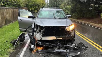 Close call: Excavator part hits car with mother & daughter inside