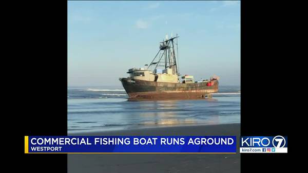 VIDEO: Commercial fishing boat runs aground near Westport