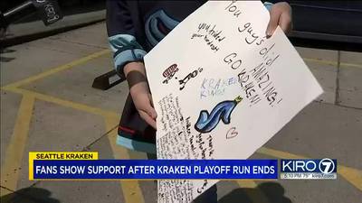 Fans welcome home the Seattle Kraken as they return after playoff elimination