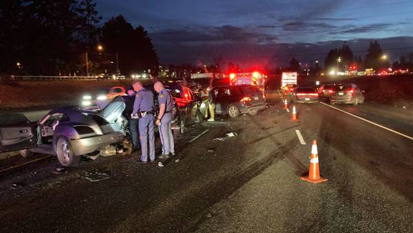 7-car crash near DuPont causes miles-long backup on I-5