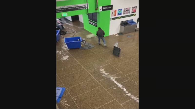 Flooding at Sea-Tac Airport's baggage claim