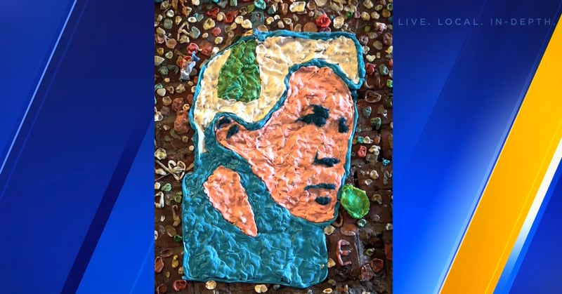 A mural of Pete Carroll on Seattle's gum wall