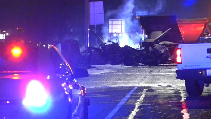 Washington State Patrol says a wrong-way driver caused a fiery crash that killed two people on northbound SR 167 in Pacific on Dec. 2, 2020.