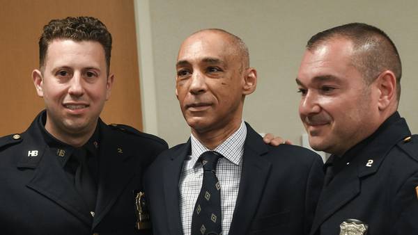 Subway heroes: NYC police officers save visually impaired man who fell onto tracks