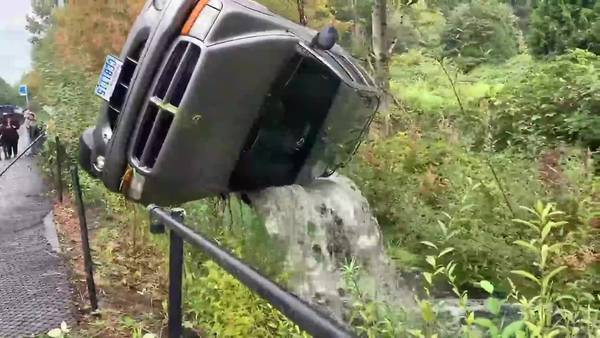 RAW: SUV pulled from watery ditch in Bothell