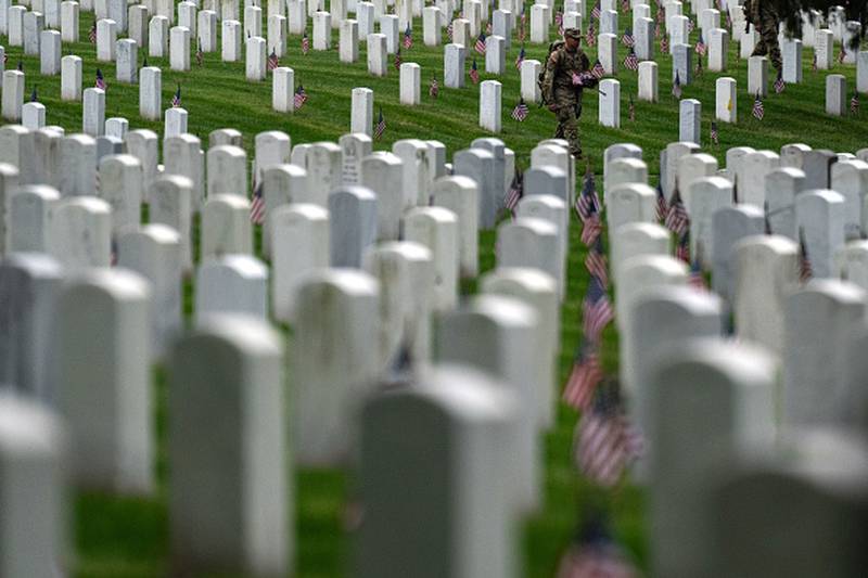 Nearly 1,500 joint service members will spend around four hours placing small American flags in front of more than 260,000 headstones. The cemetery, consisting of 639 acres, is the final resting place of approximately 400,000 veterans and their dependents.
