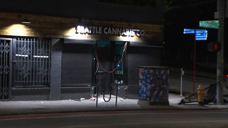A car crashed into a Seattle cannabis shop early Thursday in an apparent burglary.
