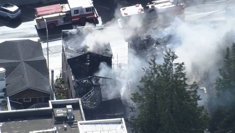 Several buildings burned in a massive early-morning fire in downtown Friday Harbor on San Juan Island Thursday morning.