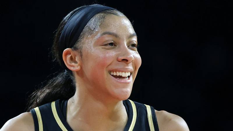 LAS VEGAS, NEVADA - JULY 01: Candace Parker #3 of the Las Vegas Aces reacts in the second quarter of a game against the Connecticut Sun at Michelob ULTRA Arena on July 01, 2023 in Las Vegas, Nevada. The Aces defeated the Sun 102-84. NOTE TO USER: User expressly acknowledges and agrees that, by downloading and or using this photograph, User is consenting to the terms and conditions of the Getty Images License Agreement. (Photo by Ethan Miller/Getty Images)