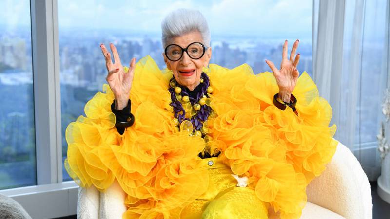 NEW YORK, NEW YORK - SEPTEMBER 09: Iris Apfel sits for a portrait during her 100th Birthday Party at Central Park Tower on September 09, 2021 in New York City. (Photo by Noam Galai/Getty Images for Central Park Tower)