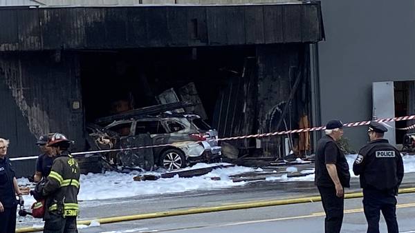 Burning car crashes into Georgetown building, causing extensive fire damage 