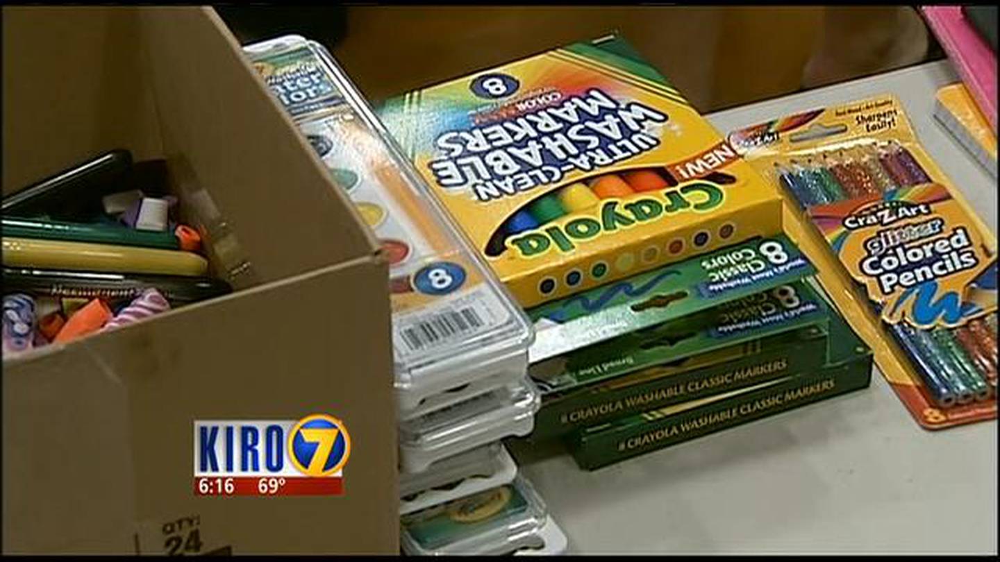 Thousands show up for free school supply giveaway KIRO 7 News Seattle