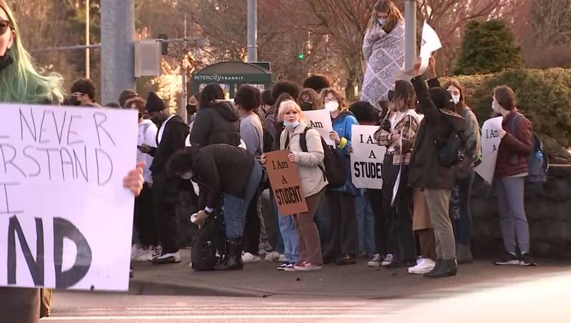 More than 100 students walked out of class at River Ridge high school in Olympia.