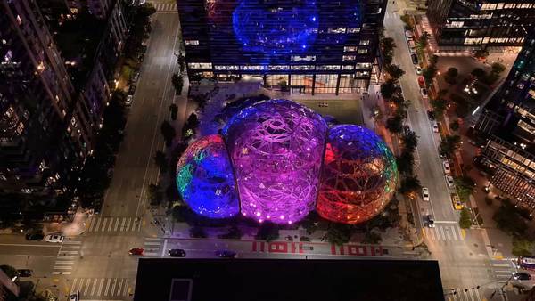 VIDEO: Amazon spheres lit up for pride month