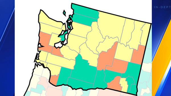 Number of ‘high risk’ COVID counties in Washington cut in half over last week