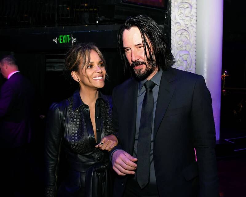 HOLLYWOOD, CALIFORNIA - MAY 15: Halle Berry (L) and Keanu Reeves pose at the after party for a special screening of LionsGate's "John Wick: Chapter 3 - Parabellum" at Avalon on May 15, 2019 in Hollywood, California. (Photo by Kevin Winter/Getty Images)