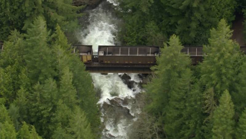 Train trestle over Skykomish River
