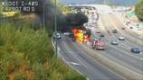 Flames leap from car fire, halting traffic on I-405 in Renton