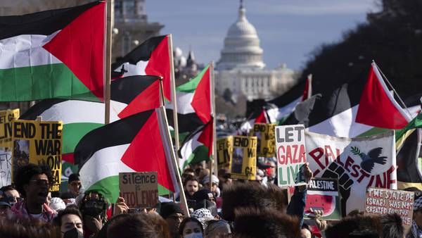 Thousands are expected to rally on Washington's National Mall in support of Palestinian rights