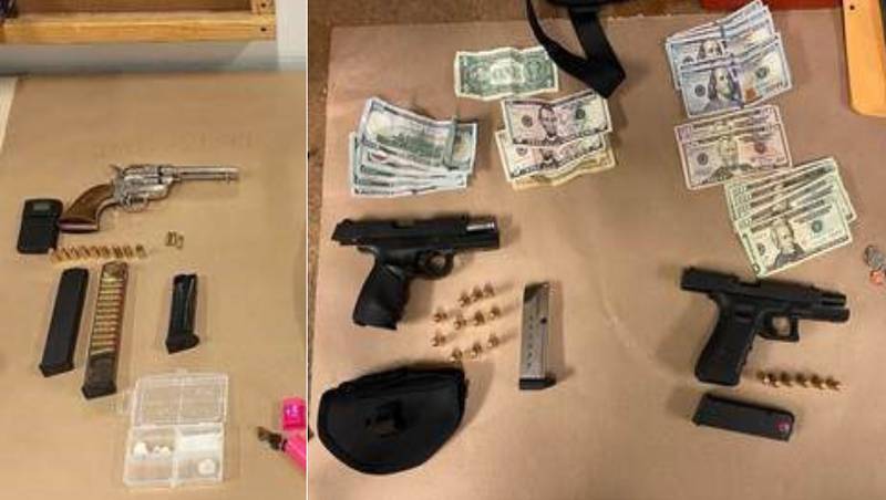 Detectives obtained a search warrant for the suspects' car and found 3 guns, various narcotics and additional evidence.