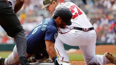 Atlanta rookie Shuster allows only 1 hit as Braves edge Mariners 3-2 for series win