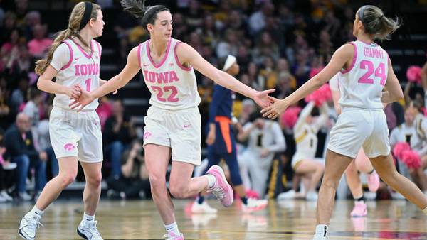 Iowa adds decal to basketball court, marking Caitlin Clark’s record-breaking shot