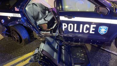 Door ripped off police SUV in crash with DUI suspect in Seattle’s Interbay area