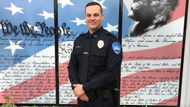 Officer Tyler Steffins was stabbed while he was off-duty in Las Vegas.