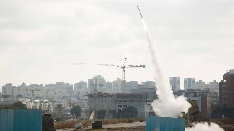 ASHKELON, ISRAEL - MAY 20:  Israel's Iron Dome anti missile system launches to intercept a rocket on May 20, 2021 in Sderot, Israel.