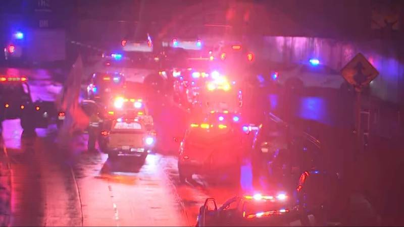 Protesters blocking I-5 through Seattle on Saturday, Jan. 6