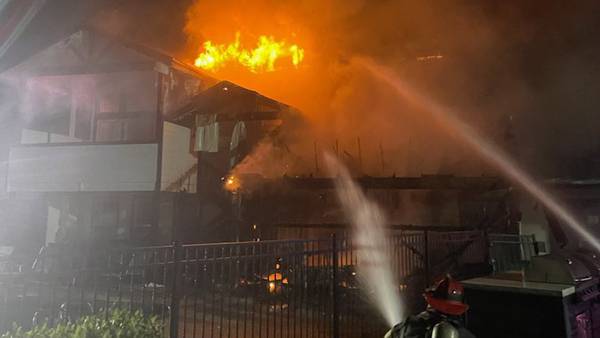 Crews battle home engulfed in flames in Kent