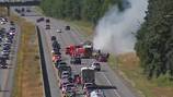 Traffic blocked on northbound I-5 in Marysville for car fire
