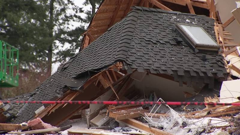 It is expected to take weeks to clean up the debris as five other homes located in the cul-de-sac are still red-tagged due to the landslide and water main break.