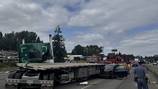 A jackknifed semi delays traffic on I-5 in Fife