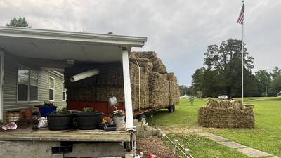 Hay there: Trailer detaches, crashes into porch of South Carolina home