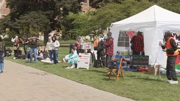 Pro-Palestinian student protesters set up encampment in UW quad