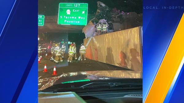 I-5 lanes reopen after semi-truck hits overpass in Lakewood