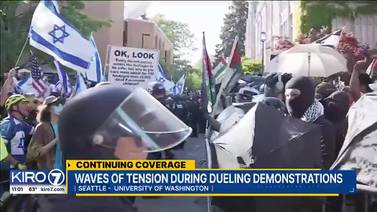 Pro-Israeli and pro-Palestinian protestors clash at UW, protests remain peaceful