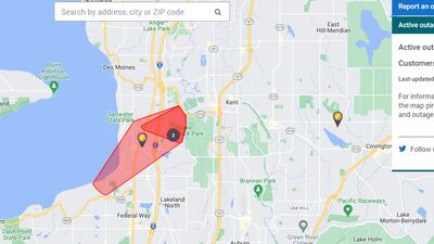 Over 7,000 customers lose power near Kent and Federal Way on Thanksgiving