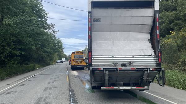 SR 3 fully blocked in Kitsap County for collision between semi-truck and school bus