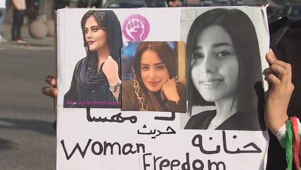 Demonstrators in Bellevue join protests after death of 22-year-old Mahsa Amini in Iran