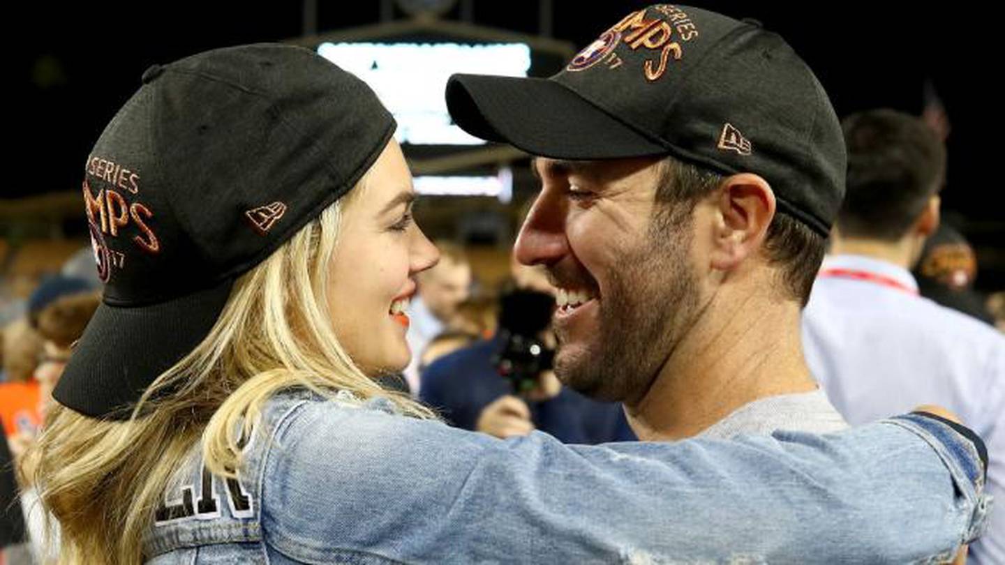 Kate Upton crashes FOX set to celebrate with husband Justin Verlander:  'He's such an artist out there