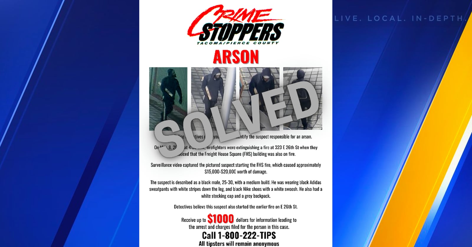 Crime Stoppers Tip Leads To Arrest Of Tacoma Arson Suspect Kiro 7 3221