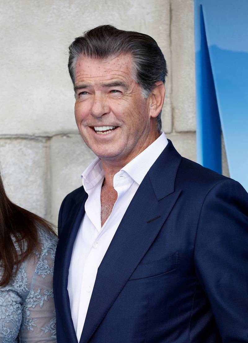 LONDON, ENGLAND - JULY 16:  Pierce Brosnan attends the UK Premiere of "Mamma Mia! Here We Go Again" at Eventim Apollo on July 16, 2018 in London, England.  (Photo by John Phillips/Getty Images)