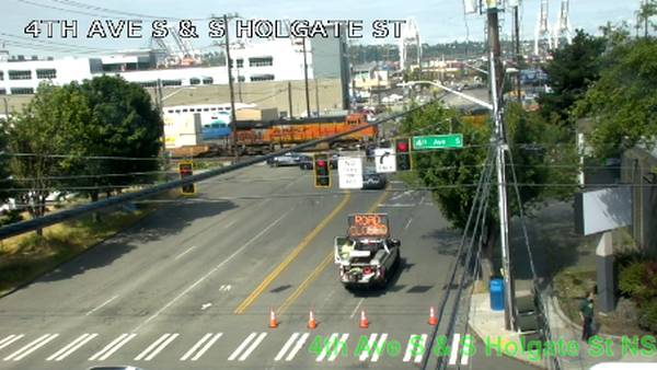 Train blocks traffic in Seattle’s SoDo after collision with possible DUI driver