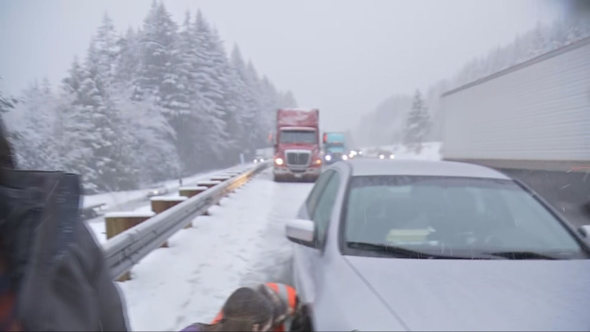 Snow at Snoqualmie Pass on Monday, Jan. 8