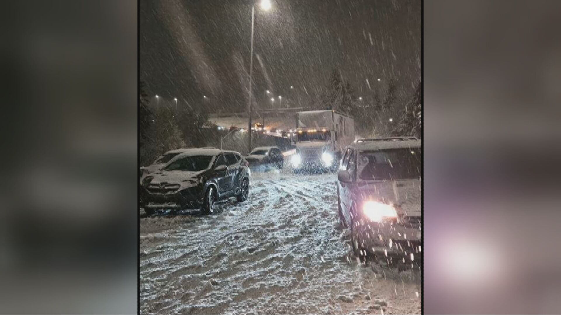 About 50 cars were stuck in a ditch because of the conditions on southbound I-5, just south of Olympia at the Highway 101 interchange.