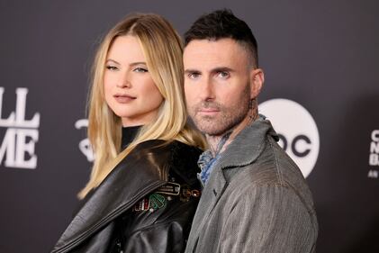 NEW YORK, NEW YORK - NOVEMBER 03: (L-R) Behati Prinsloo and Adam Levine attend the 38th Annual Rock & Roll Hall Of Fame Induction Ceremony at Barclays Center on November 03, 2023 in New York City. (Photo by Theo Wargo/Getty Images for The Rock and Roll Hall of Fame )